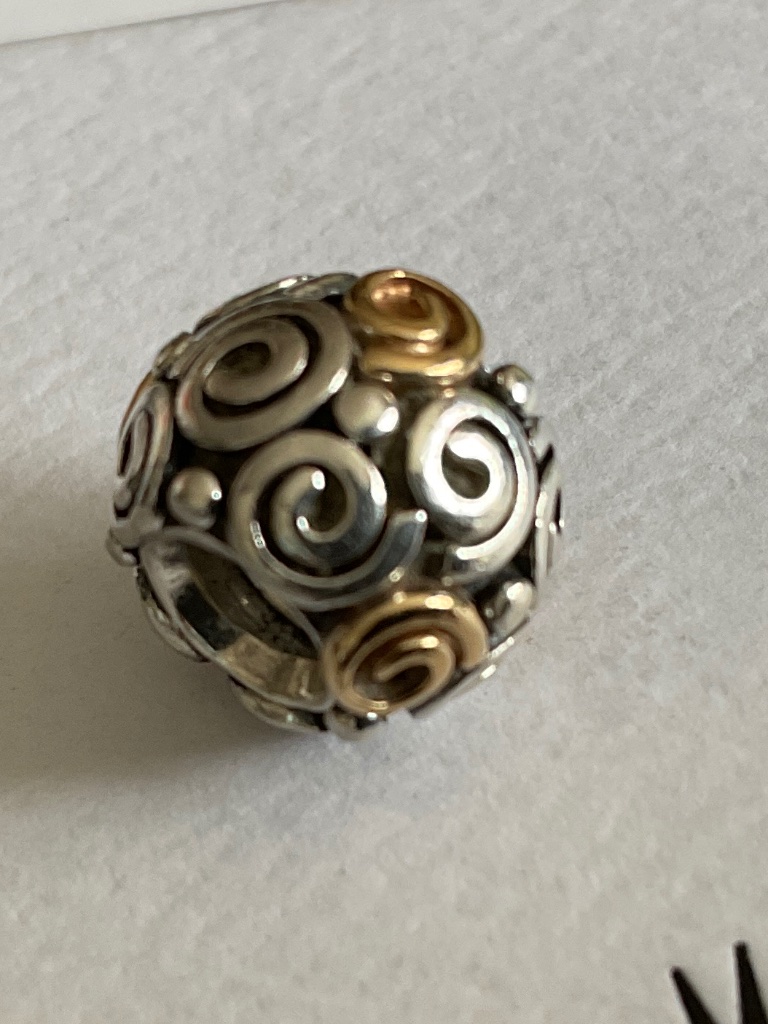Pandora Two-Tone Swirl Charm In Silver And 14k Gold